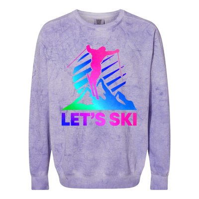 Retro Ski Vintage 80s 90s Skiing Outfit Gift Colorblast Crewneck Sweatshirt