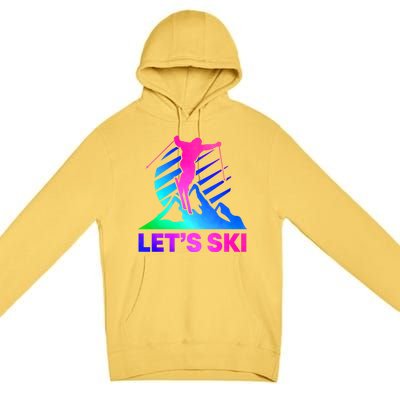 Retro Ski Vintage 80s 90s Skiing Outfit Gift Premium Pullover Hoodie