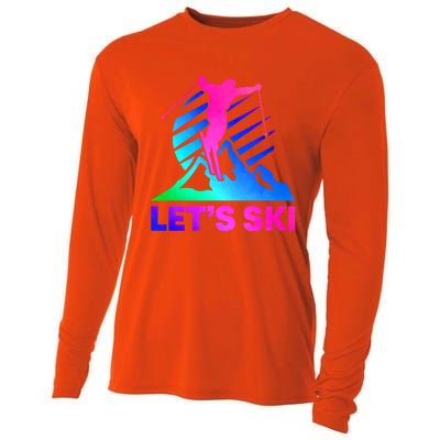 Retro Ski Vintage 80s 90s Skiing Outfit Gift Cooling Performance Long Sleeve Crew