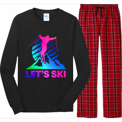 Retro Ski Vintage 80s 90s Skiing Outfit Gift Long Sleeve Pajama Set