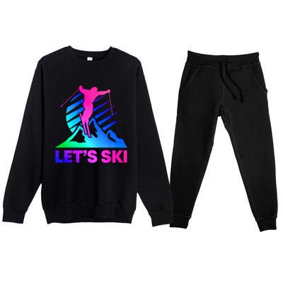 Retro Ski Vintage 80s 90s Skiing Outfit Gift Premium Crewneck Sweatsuit Set