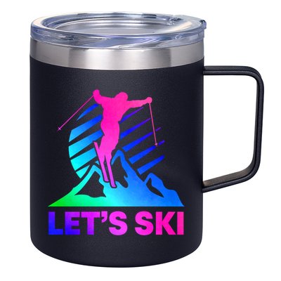 Retro Ski Vintage 80s 90s Skiing Outfit Gift 12oz Stainless Steel Coffee Mug