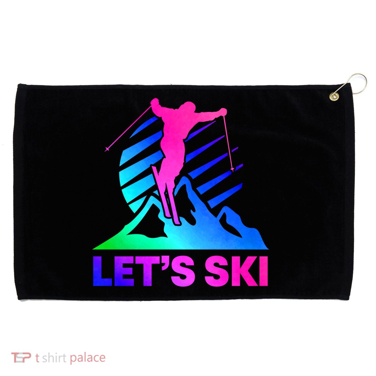 Retro Ski Vintage 80s 90s Skiing Outfit Gift Grommeted Golf Towel