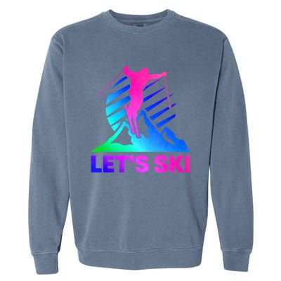 Retro Ski Vintage 80s 90s Skiing Outfit Gift Garment-Dyed Sweatshirt