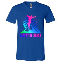 Retro Ski Vintage 80s 90s Skiing Outfit Gift V-Neck T-Shirt