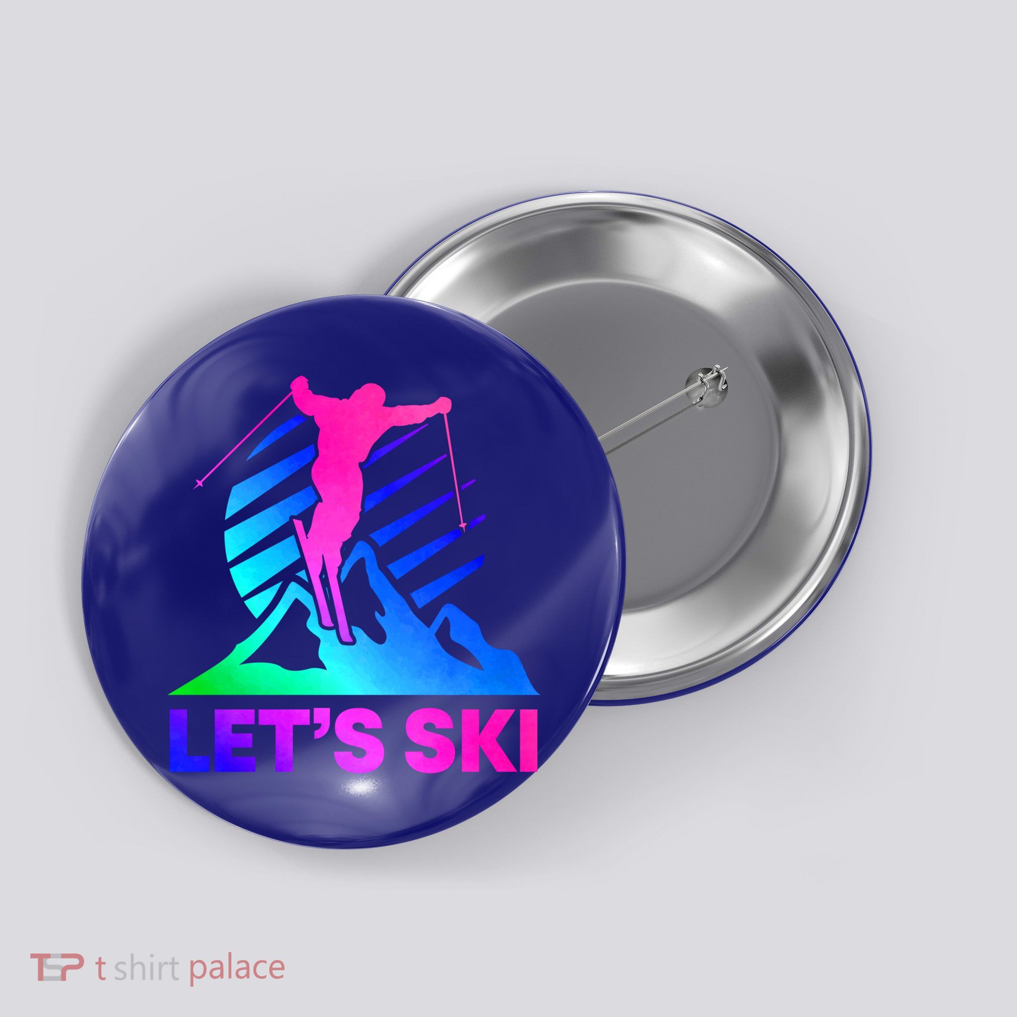 Retro Ski Vintage 80s 90s Skiing Outfit Gift Button