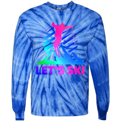 Retro Ski Vintage 80s 90s Skiing Outfit Gift Tie-Dye Long Sleeve Shirt