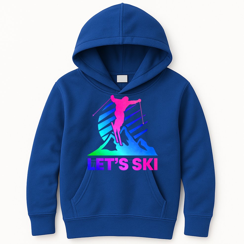 Retro Ski Vintage 80s 90s Skiing Outfit Gift Kids Hoodie