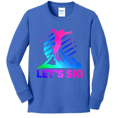 Retro Ski Vintage 80s 90s Skiing Outfit Gift Kids Long Sleeve Shirt