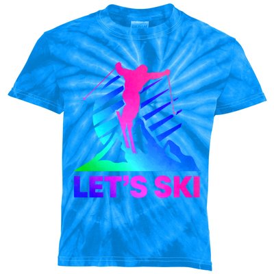 Retro Ski Vintage 80s 90s Skiing Outfit Gift Kids Tie-Dye T-Shirt