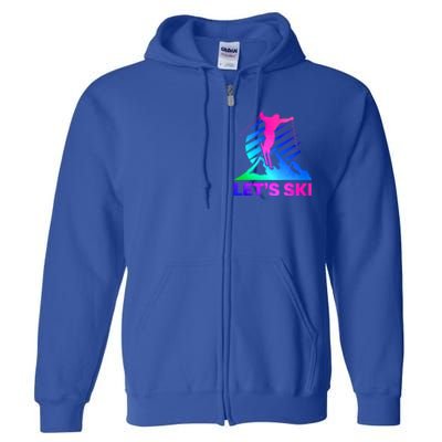 Retro Ski Vintage 80s 90s Skiing Outfit Gift Full Zip Hoodie