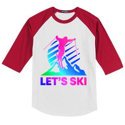 Retro Ski Vintage 80s 90s Skiing Outfit Gift Kids Colorblock Raglan Jersey