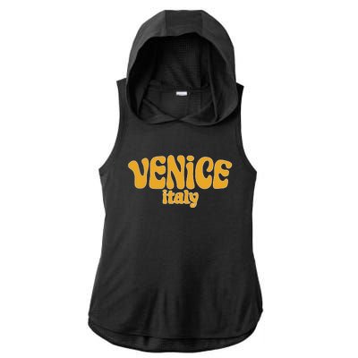 Retro Style Venice Italy Souvenir Ladies PosiCharge Tri-Blend Wicking Draft Hoodie Tank