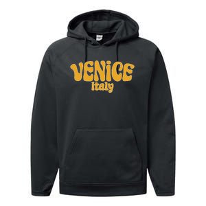 Retro Style Venice Italy Souvenir Performance Fleece Hoodie