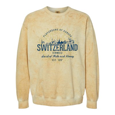 Retro Style Vintage Switzerland Colorblast Crewneck Sweatshirt