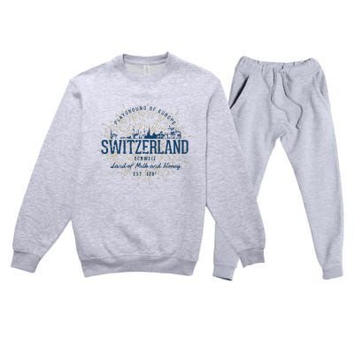 Retro Style Vintage Switzerland Premium Crewneck Sweatsuit Set