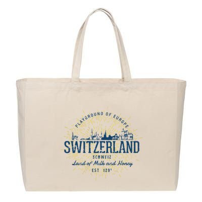 Retro Style Vintage Switzerland Cotton Canvas Jumbo Tote