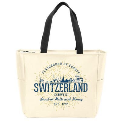 Retro Style Vintage Switzerland Zip Tote Bag