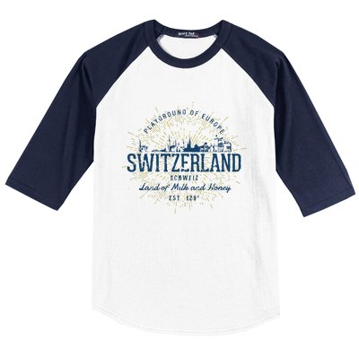 Retro Style Vintage Switzerland Baseball Sleeve Shirt