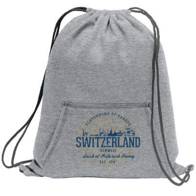 Retro Style Vintage Switzerland Sweatshirt Cinch Pack Bag