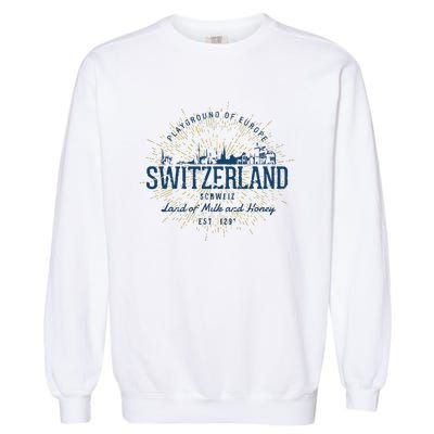 Retro Style Vintage Switzerland Garment-Dyed Sweatshirt