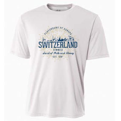 Retro Style Vintage Switzerland Cooling Performance Crew T-Shirt