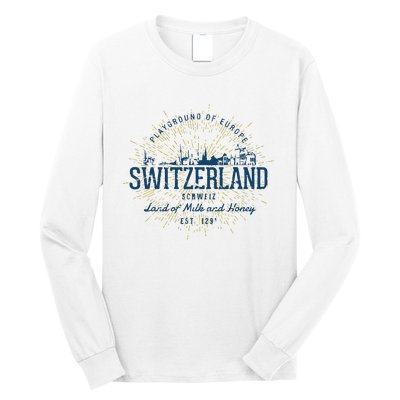 Retro Style Vintage Switzerland Long Sleeve Shirt