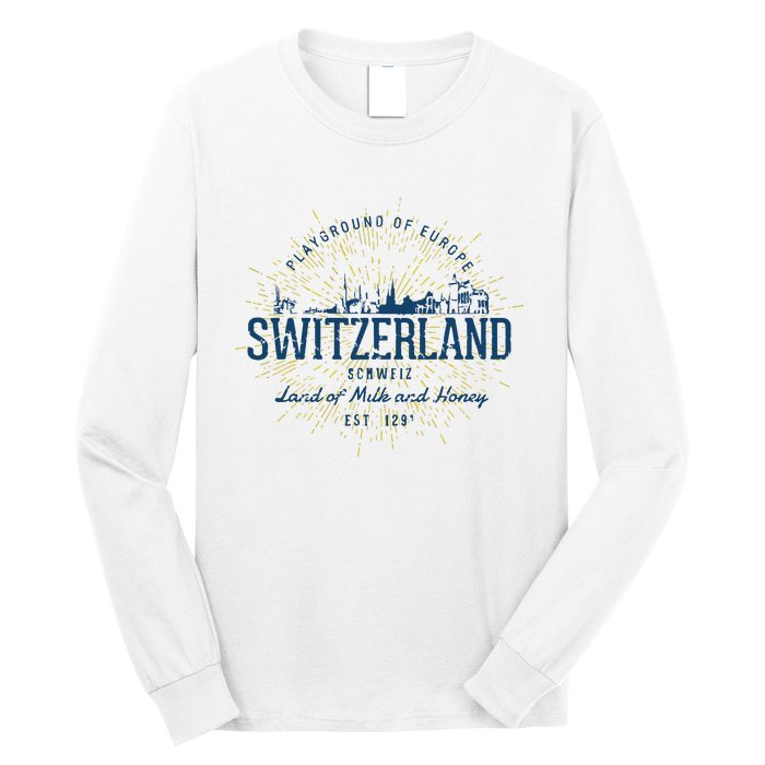 Retro Style Vintage Switzerland Long Sleeve Shirt