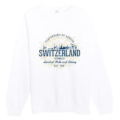 Retro Style Vintage Switzerland Premium Crewneck Sweatshirt