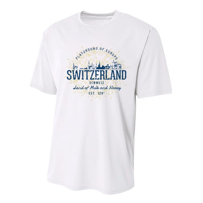 Retro Style Vintage Switzerland Performance Sprint T-Shirt