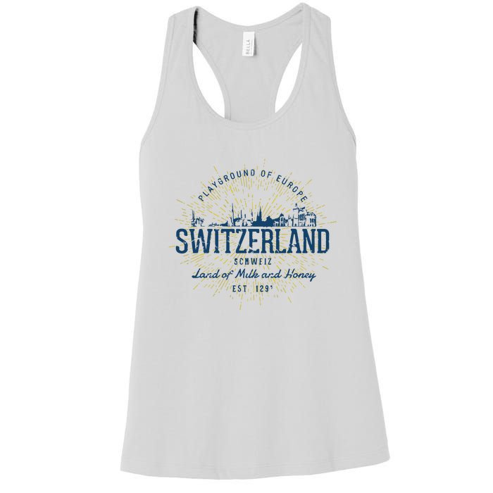 Retro Style Vintage Switzerland Women's Racerback Tank