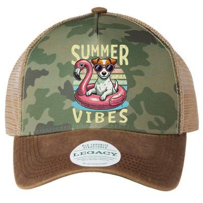 Retro Summer Vibes Jack Russell Dog Vacation Design Legacy Tie Dye Trucker Hat