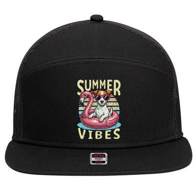 Retro Summer Vibes Jack Russell Dog Vacation Design 7 Panel Mesh Trucker Snapback Hat