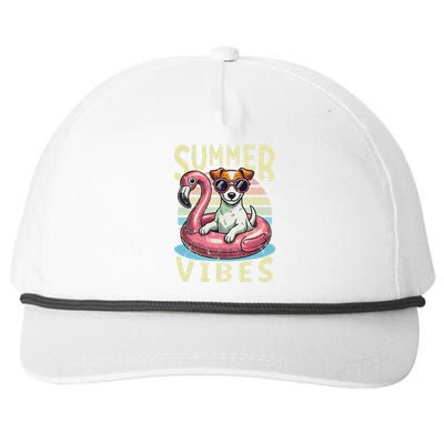 Retro Summer Vibes Jack Russell Dog Vacation Design Snapback Five-Panel Rope Hat