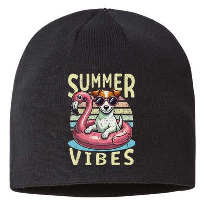 Retro Summer Vibes Jack Russell Dog Vacation Design Sustainable Beanie