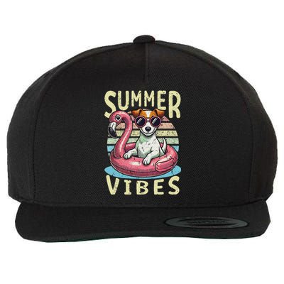 Retro Summer Vibes Jack Russell Dog Vacation Design Wool Snapback Cap