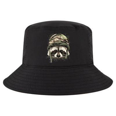 Raccoon Soldier Veteran Army Raccoon American Animal Lover Cool Comfort Performance Bucket Hat