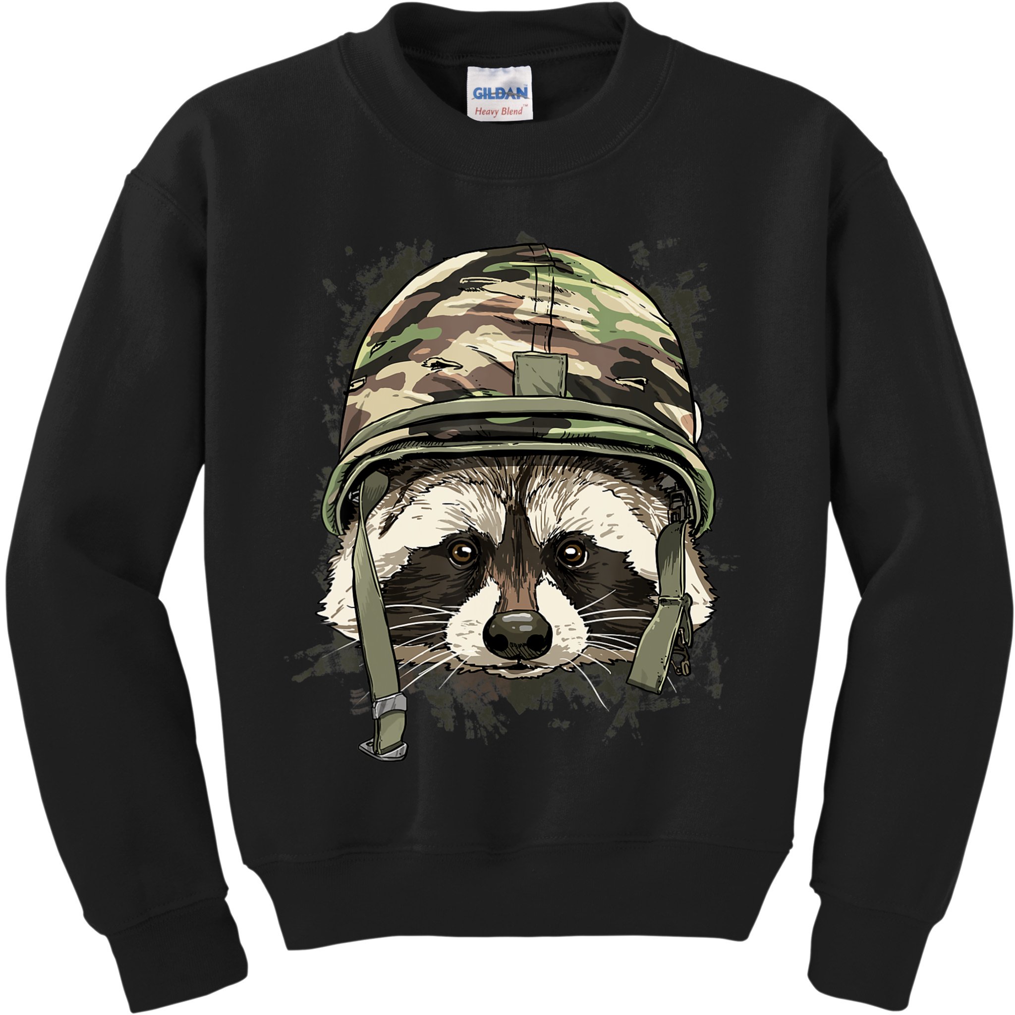 Raccoon Soldier Veteran Army Raccoon American Animal Lover Kids Sweatshirt