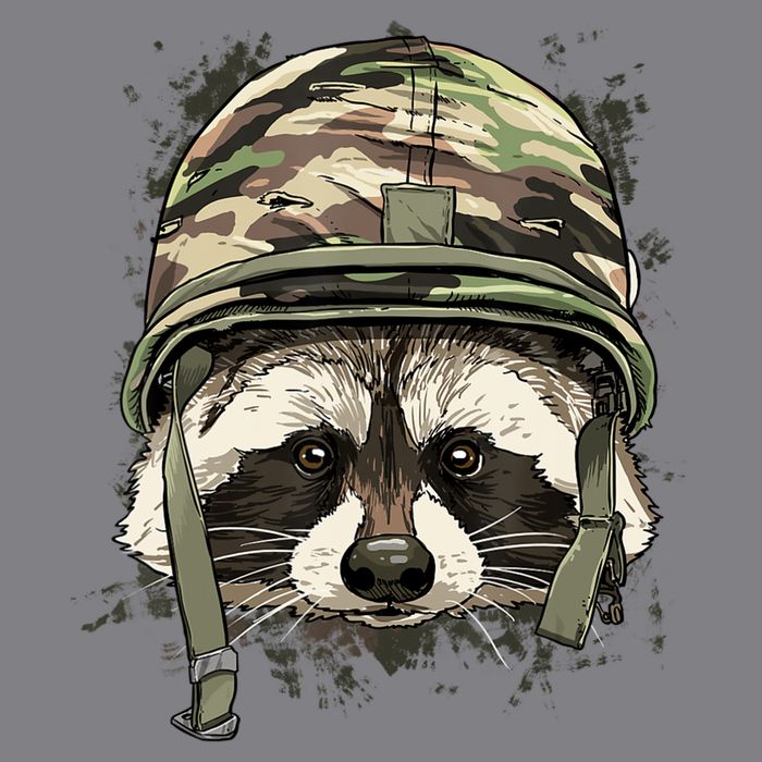 Raccoon Soldier Veteran Army Raccoon American Animal Lover Doggie Tank