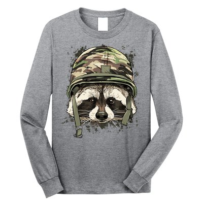 Raccoon Soldier Veteran Army Raccoon American Animal Lover Long Sleeve Shirt
