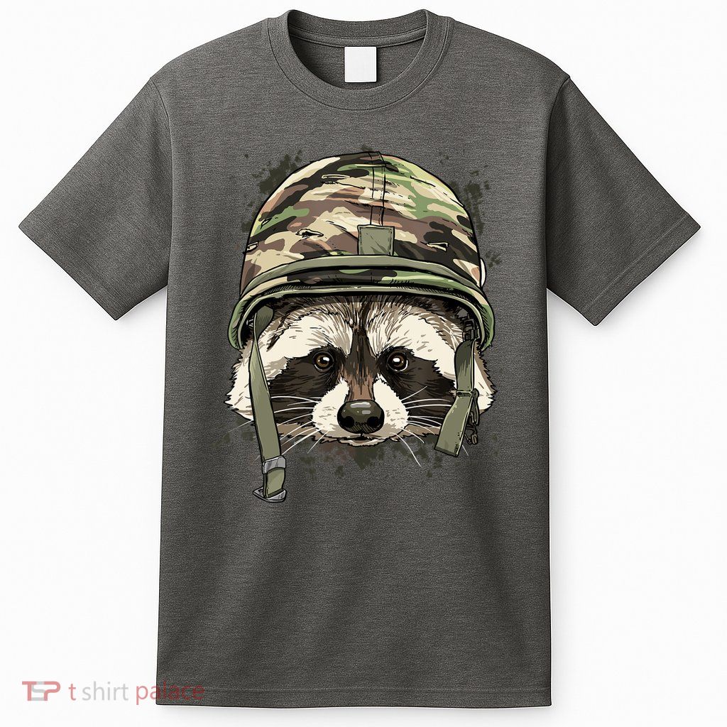 Raccoon Soldier Veteran Army Raccoon American Animal Lover T-Shirt