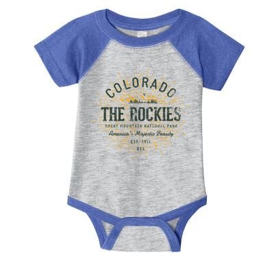 Retro Style Vintage Rocky Mountain National Park Gift Infant Baby Jersey Bodysuit