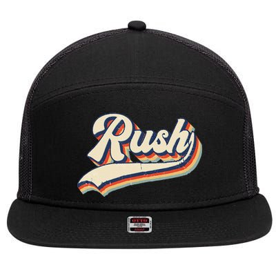 Rush Surname Vintage Retro Gift 7 Panel Mesh Trucker Snapback Hat