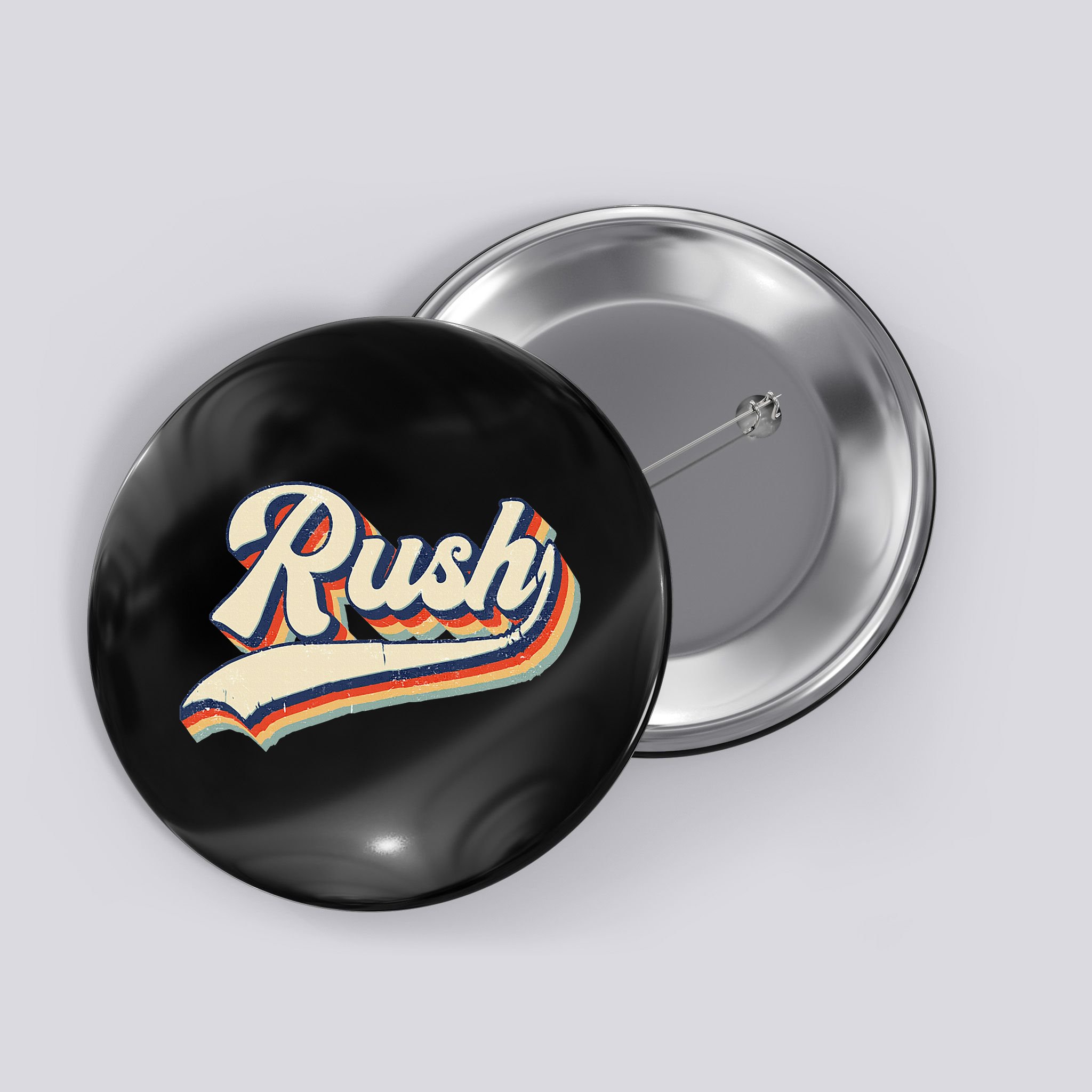 Rush Surname Vintage Retro Gift Button