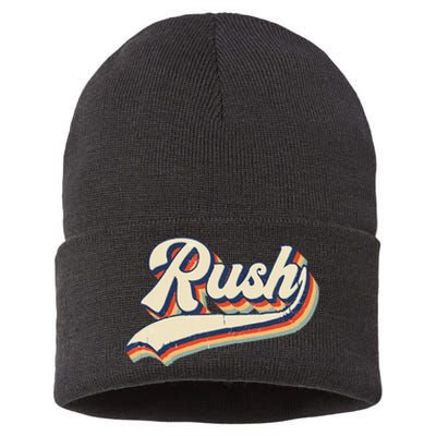 Rush Surname Vintage Retro Gift Sustainable Knit Beanie