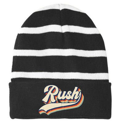 Rush Surname Vintage Retro Gift Striped Beanie with Solid Band