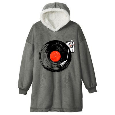 Retro Style Vintage Record Player Hooded Wearable Blanket