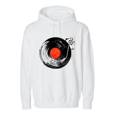 Retro Style Vintage Record Player Garment-Dyed Fleece Hoodie