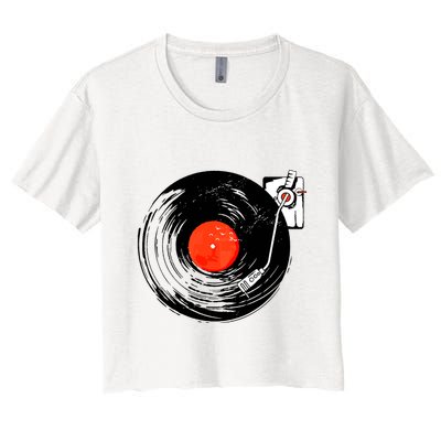 Retro Style Vintage Record Player Crop Top