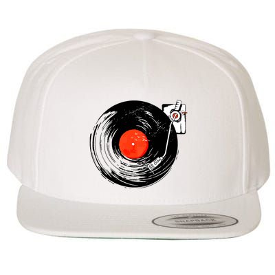 Retro Style Vintage Record Player Wool Snapback Cap